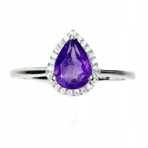 Natürlicher Amethystring, Silber 925 16