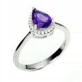 Natürlicher Amethystring, Silber 925 16
