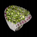 Ring 925er Silber Olivin-Rubine 18,5