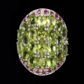 Ring 925er Silber Olivin-Rubine 18,5