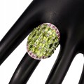 Ring 925er Silber Olivin-Rubine 18,5