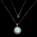 Silberne Larimar-Zirkonia-Halskette, natur 12