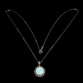 Silberne Larimar-Zirkonia-Halskette, natur 12