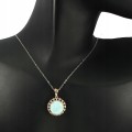 Silberne Larimar-Zirkonia-Halskette, natur 12