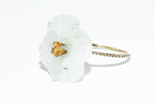 14K Goldring mit natürlichem Saphir quarz 12