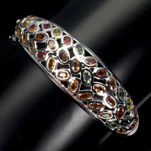 Silberarmband 925 mit natürlichen Songea Saphiren