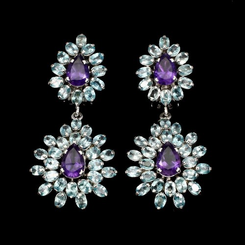 Ohrringe natürlichen Zirkonen Amethysten zertifiziert