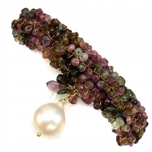 Silberarmband mit natürlicher Turmalin Perle 925