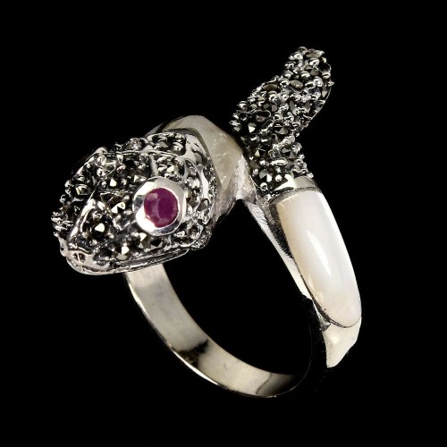 Rubin Markasit Ring aus Sterlingsilber Größe 14 925