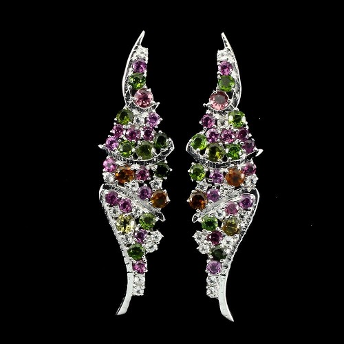 Ohrringe aus 925er Silber mit natürlichen Diopsid Granaten