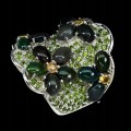 Silberring schwarze Opale natur 925 Größe 14