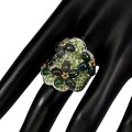 Silberring schwarze Opale natur 925 Größe 14