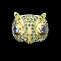 Eule Ring 925 Diopsid Tansanit Größe 16,5