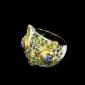 Eule Ring 925 Diopsid Tansanit Größe 16,5