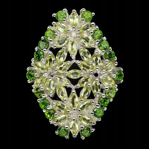 Natur Ring 925 Silber Peridot Größe 17