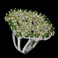 Natur Ring 925 Silber Peridot Größe 17
