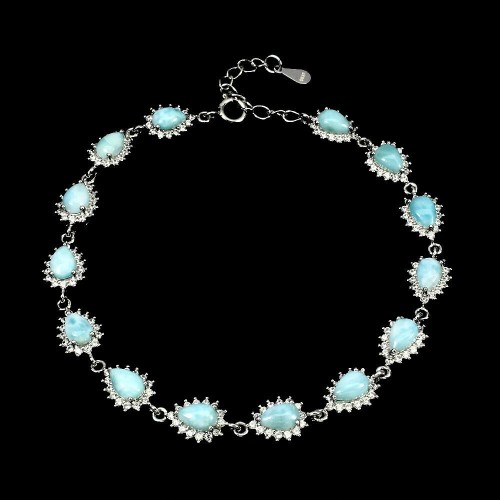 Armband aus 925er Sterlingsilber mit natürlichen Larimar Zirkonia
