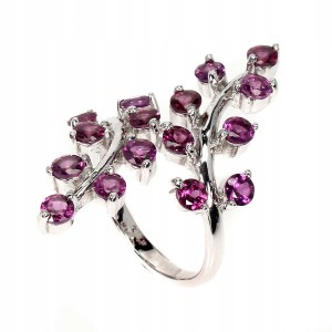 Silberring mit natürlichen Rhodolith Granaten Größe 19