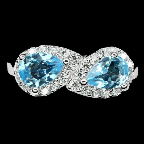 Silberring mit natürlichen Topas Zirkonia Größe 17