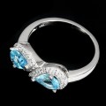 Silberring mit natürlichen Topas Zirkonia Größe 17