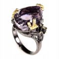 Silberring natürlicher Amethyst Quarz Größe 18