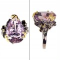 Silberring natürlicher Amethyst Quarz Größe 18