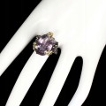 Silberring natürlicher Amethyst Quarz Größe 18