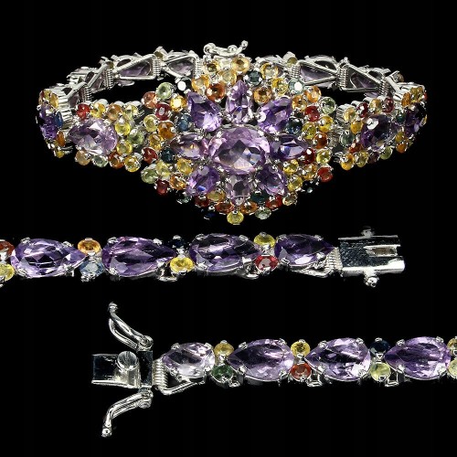 925 zertifiziertes Saphir Amethyst Armband