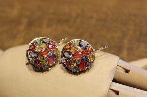 Ohrringe 14K Diamanten Saphire zertifiziert