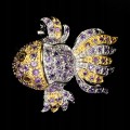 Silberbrosche Amethyste Turmaline 925 natur