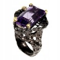 Ring natürlicher Amethyst Silber 925 Größe 18