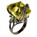 Ring 925 natürlicher Olivin Topas Größe 17