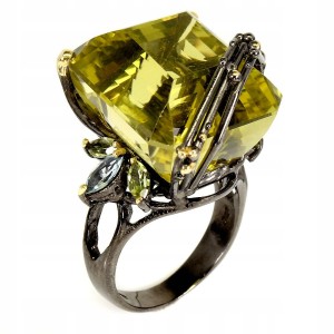 Ring 925 natürlicher Olivin Topas Größe 17