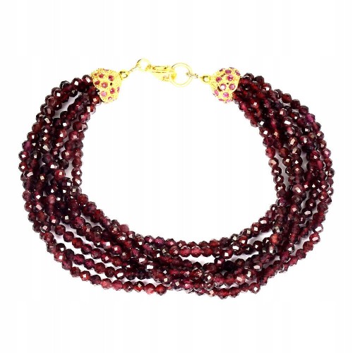 Armband aus 925er Silber mit natürlichen Granaten und Rubinen