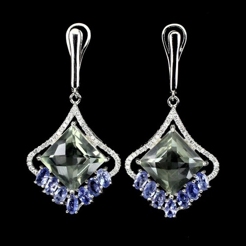 925 Silber Ohrringe mit natürlichen Amethysten Zirkonia 9