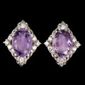 Silberohrringe 925 Zirkonia natürliche Amethyste 8