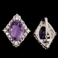 Silberohrringe 925 Zirkonia natürliche Amethyste 8