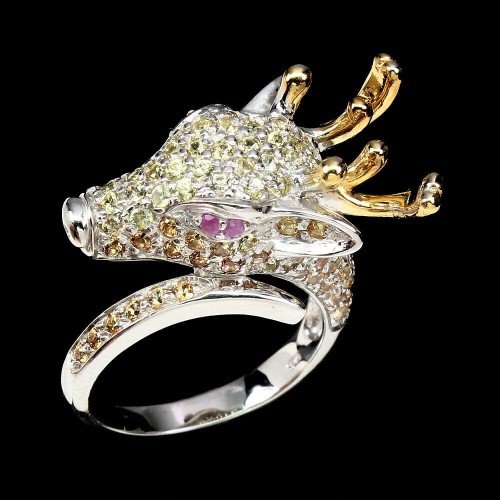 Silberring mit natürlichen Songea Saphiren Größe 14