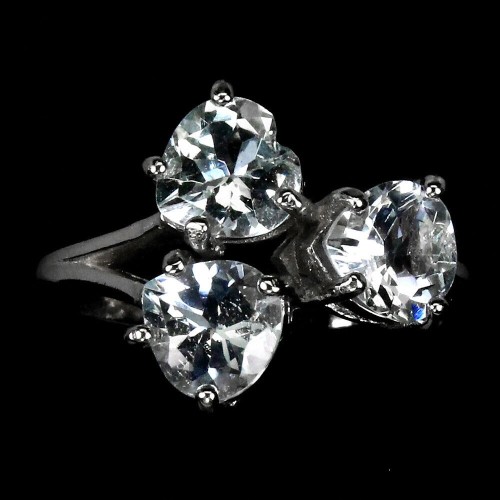 925 Silber Aquamarin Ring Größe 14,5 Herzen