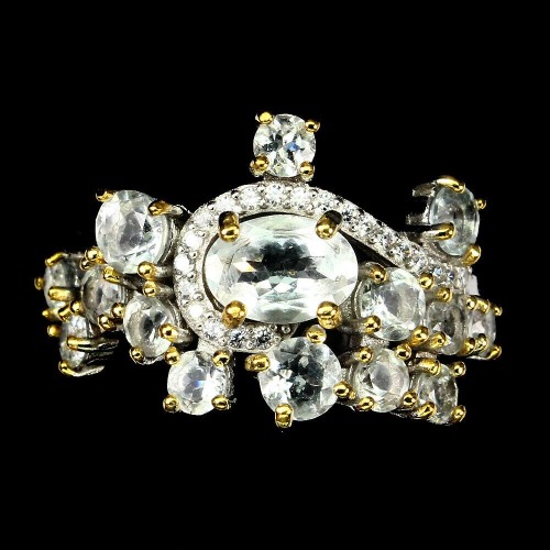 Aquamarin Silberring 925 Größe 19 natur