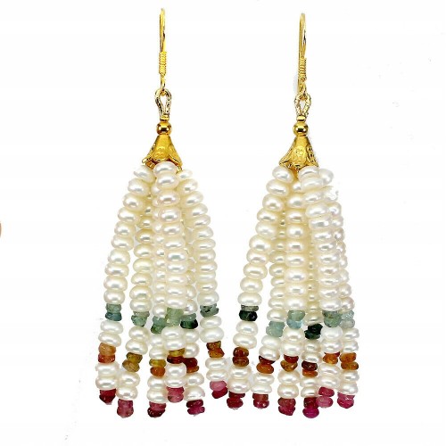 Silberohrringe natürliche Turmalin Perlen 925 4