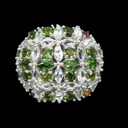 Diopsid Ring Natur Silber 925 Größe 16