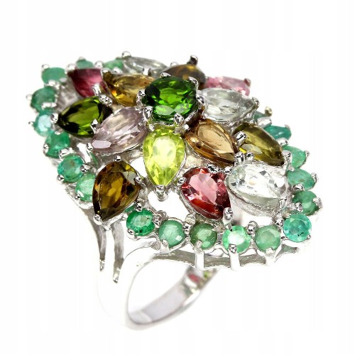 Natur Ring 925 Silber Turmaline Größe 17