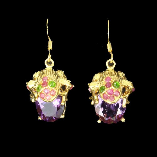 Ohrringe aus 925er Silber Rubine natürliche Amethyste