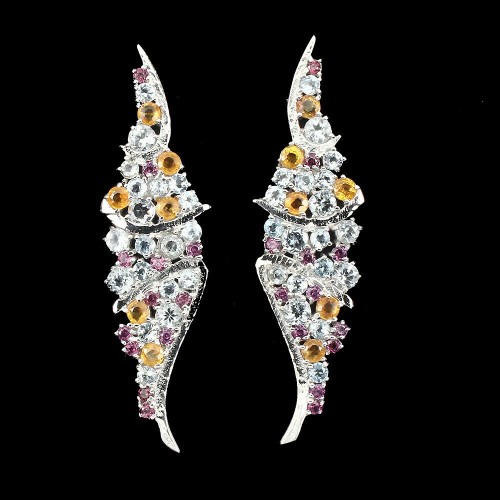 Silberohrringe natürliche Aquamarin Saphire 2