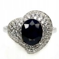 Ring Saphir Silber 925 natürliche Größe 17 Zirkonia