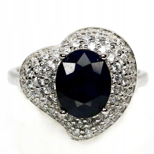 Ring Saphir Silber 925 natürliche Größe 17 Zirkonia