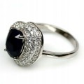 Ring Saphir Silber 925 natürliche Größe 17 Zirkonia