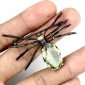 Silberbrosche mit natürlichen Amethysten 925 Spinne