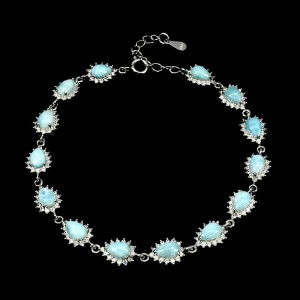 Natürliches Larimar Armband mit Zirkonia Silber 3